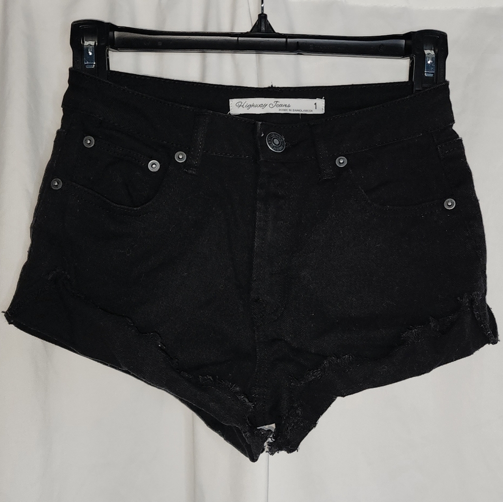 Highway Jeans Sexy Black Stetch Denim Cut-offs Shorts Size 1